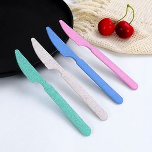 Ensemble de couverts en paille de blé biodégradable et réutilisable, écologique, pour la vente en gros, cuillères en plastique pour le voyage et le camping - Product Image 4