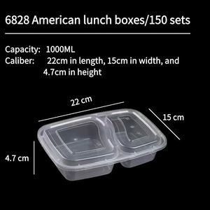Conteneur alimentaire transparent pour emporter, récipient en plastique jetable pour micro-ondes avec couvercle - Product Image 3