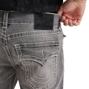 Jeans en denim pour hommes de haute qualité, coupe ample, élégants, confortables, denim délavé vintage, pantalons décontractés, streetwear, logo personnalisé, vente en gros - Product Image 3