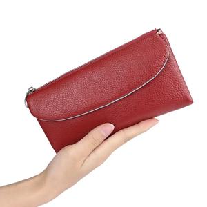 Portefeuille long en cuir de vache véritable AndoBag pour femmes, couleur unie simple, porte-monnaie, porte-cartes décontracté 1503 - Product Image 6