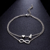 Bracelet de Cheville Lettre Chaîne Bracelet de Cheville Plaqué Argent 26 Initiales Bracelet de Cheville pour Femme