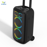 Enceinte portable sur roulettes pour extérieur, son puissant 10W, lumières RGB, étanche IPX5, micro intégré, télécommande, 15-20h d'autonomie