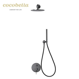 <span class=keywords><strong>COCOBELLA</strong></span> Nouvelle conception de douchette murale encastrée avec robinet de baignoire noir, ensemble de douches de salle de bain - Product Image 4