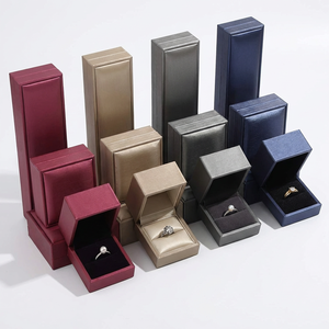 Customized Luxury Gold Silver <b>Black</b> Brushed PU Leather Jewelry <b>Box</b> Custom Logo for Ring Pendant Necklace Bracelet Packaging - Product Image 1