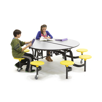 Table pliante ronde et mobile pour cafétéria Mobilier scolaire Table de cafétéria pour école 8 places Chaise pliante avec roue