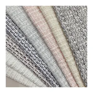 New design stock check herringbone tweed jacket fabric fancy yarn metallic tweed fabric for winter jacket