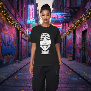 T-Shirt con Grafica Free Thug per Bambini, Oversize, Stile Streetwear, in Cotone Jersey, Manica Corta, Collo Tondo, per Tutte le Stagioni - Product Image 2