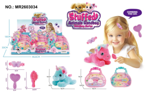 Ensemble de jouets en peluche pour sac à main, <span class=keywords><strong>licorne</strong></span> en peluche avec peigne et miroir pour filles, jeu d'imitation - Product Image 6
