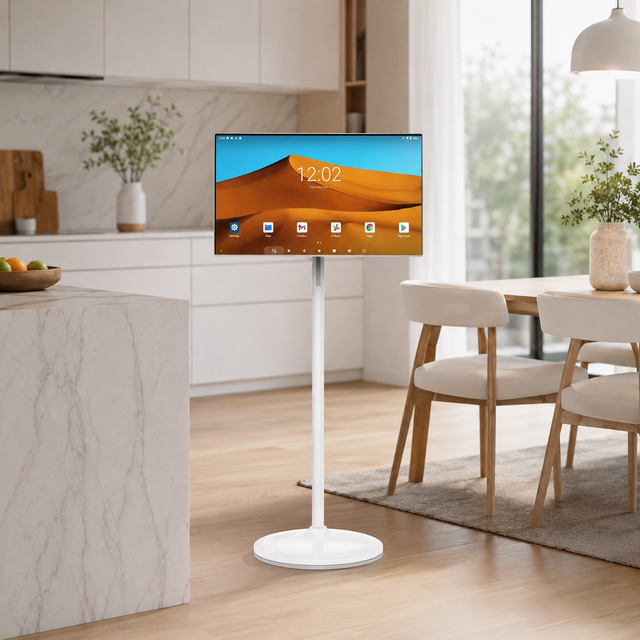 27/32 Inch Portable Smart Touch Screen TV Android Movable Display with Wheels for Home Office Fitness