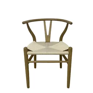 Cadeira de madeira popular em forma de Y para hotel, cadeira de vime preguiçosa, cadeira de jantar em madeira maciça, braço de jantar para hotel