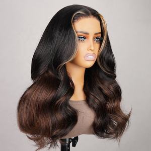 Peluca de cabello humano Natural 5x6 sin pegamento encaje completo onda suelta resaltar <span class=keywords><strong>Balayage</strong></span> #4 <span class=keywords><strong>Castaño</strong></span> estilo recto - Product Image 4