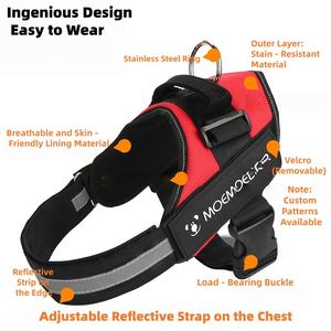 ミディアム大型犬用ハーネスベストソリッドファッションスポーツ快適防爆オックスフォード布パッド付きチェストバックボタン閉鎖 - Product Image 4