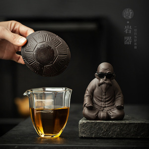 Filtre à thé en argile violette en forme de tortue, figurine de thé en céramique rétro avec écran en coquille pour usage domestique - Product Image 4