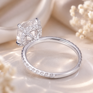 Messi Jewelry MSR-510 Wedding Engagement Jewelry 18K Solid Gold CVD HPHT 3.2CT E VS1 Cushion Cut Lab Grown Diamond <b>Ring</b> - Product Image 3