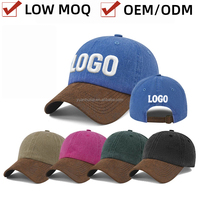 Casquette de baseball personnalisée brodée en daim à visière, style color block vintage, 6 panneaux, casquette décontractée souple ajustable