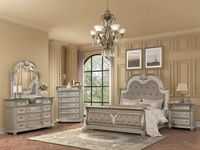 Ensemble de chambre classique américain en bois massif, fabriqué au Vietnam, avec lit de rangement, table de chevet, commode et miroir, mobilier de maison en gros GHD26