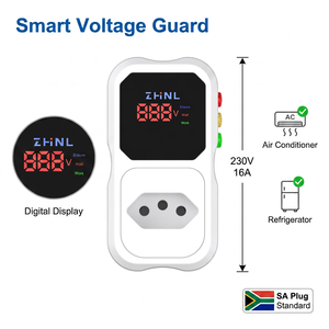 Protector de Voltaje Digital LCD ZHNL con Protección Contra Sobretensión/Subtensión, 230V 16A, Enchufe SA, para Aire Acondicionado, Refrigerador y Electrodomésticos - Product Image 1