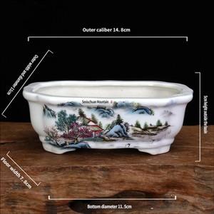 <span class=keywords><strong>Pot</strong></span> en céramique Zisha rectangulaire à motif floral, <span class=keywords><strong>pot</strong></span> de bureau pour plantes succulentes, mini bonsaï, vente en gros d'usine - Product Image 5