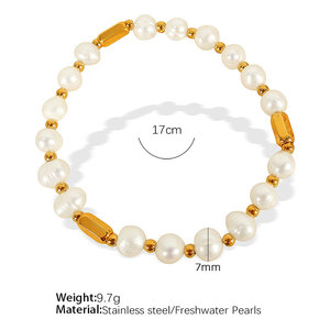 Custom Wholesale Stainless Steel Fashion Bead Freshwater Pearl <b>Bracelet</b> 14k 18k Gold Plated <b>Bracelet</b> & <b>Bangles</b> for Women - Product Image 6