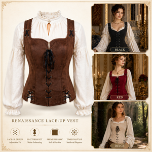 Set di Accessori Medievali, Gilet, Bracciale da Polso, Mantello, Cintura Porta Pozione per Cosplay di Halloween, Fiera Rinascimentale e LARP Vichingo - Product Image 2