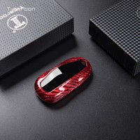 Housse de clé de voiture en Fiber de carbone pour Tesla S modèle 3, accessoires d'intérieur de voiture, housse de clé à la mode
