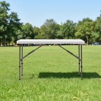 Table pliante rectangulaire en plastique HDPE de 120 cm, table pliante portable pour meubles d'extérieur