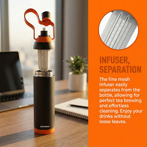 Bouteille d'eau isotherme SMILEDRINK 24h avec infuseur à thé amovible, flasque isotherme chaude 12h, coffret cadeau pour les voyages et le bureau - Product Image 2