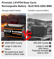 Paket Baterai LiFePO4 OEM ODM Kustom 12V 24V 48V 100Ah 200Ah 300Ah 8000 Siklus Dalam Sistem Penyimpanan Energi Surya Lithium untuk ESS