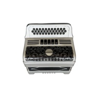 SEASOUND Accordéon Diatonique Professionnel en Bois OEM 34 Boutons 12 Basses 5 Registres Corps Argenté Grille Noire JB3412D