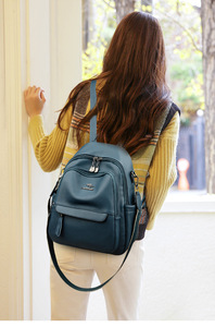 New Arrival Fashion Women <b>Backpack</b> Casual PU <b>Leather</b> Shoulder Bag Waterproof <b>Large</b> Capacity Handbag for Leisure Travel - Product Image 2