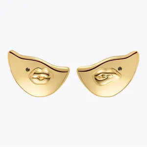 Original Design High Quality 18K Gold Plated Brass Jewelry Sexy Lips Ear Stud Piercing Accessories Earrings E221377
