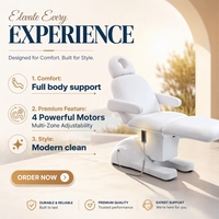 Table de massage pliante à 3 sections, lit électrique réglable en cuir avec éponge haute densité et cadre métallique pour salon et spa