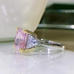 Новый S925 серебряное кольцо женский 10*10 розовым бриллиантом кольцо белого золота с бриллиантом <span class=keywords><strong>11</strong></span> карат обручальное кольцо ювелирные изделия - Product Image 4