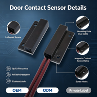 Capteur de vibration, interrupteur magnétique à lame NC, GSM, ABS, capteur de contact de porte/fenêtre à montage en surface filaire, application intelligente Tuya, installation facile