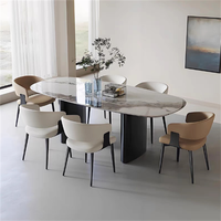 Chaise de salle à manger moderne en cuir PU avec pieds en métal-Mobilier de bureau et de salle à manger confortable, imperméable et écologique