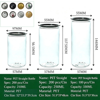 Boîtes en PET avec capacité et logo personnalisables, avec couvercles en aluminium. Grandes quantités disponibles pour la vente en gros.