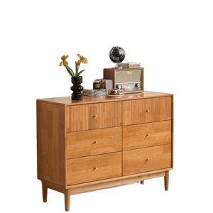 Solid Wood <b>Chest</b> Of Drawers Natural Grain Modern Minimalist Bedroom <b>Storage</b> Cabinet Floor Standing Nordic Style - Product Image 3