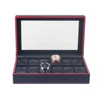 Boîte de rangement de montre de luxe en fibre de carbone PU cuir 12 fentes montres-bracelets boîte de présentation