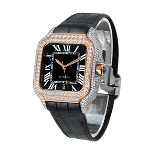 High Quality Men's Stainless Steel Square <b>Case</b> Mechanical <b>Watch</b> Moissanite Sapphire Crystal Dial Stainless Steel Band Butterfly - Product Image 5