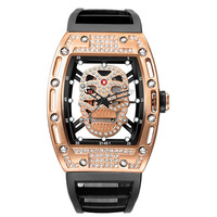 Reloj de cuarzo con esqueleto de pirata para hombre, cronógrafo con calavera 3D, cristal transparente