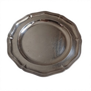 Assiette ovale de 12 pouces en argent avec bordure personnalisée, fournitures de restaurant, assiette de service ovale pour la table à manger - Product Image 1