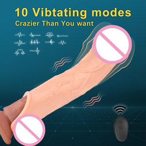 OEM männlich tragen Fernbedienung Dick Vergrößerung Vibrierende Penis abdeckung Weiche Dildos Silikon Kondom - Product Image 3