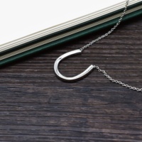 Collier avec pendentif en forme de sabot de cheval en argent sterling 925 avec CZ blanc en forme de U