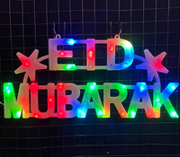 Ornements muraux suspendus à LED sur le thème de l'islamisme arabe, lettres décoratives Ramadan Kareem Eid Mubarak, lumières