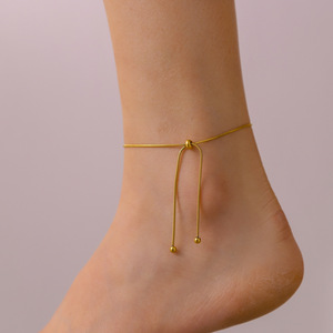 <span class=keywords><strong>Cavigliera</strong></span> Minimalista in Acciaio al Titanio con Catena a Osso di Serpente Dorata e Fiocco, Gioiello di Moda Coreana Sexy per Ragazze da Spiaggia - Product Image 6