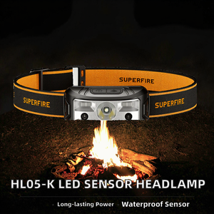 Lampe frontale de camping LED rechargeable avec capteur, étanche IP44, lumière rouge, batterie lithium-ion et intensité réglable - Product Image 2