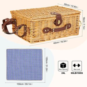 Cesta de Picnic Plegable de Mimbre con Asa, Económica, para Regalo - Product Image 6