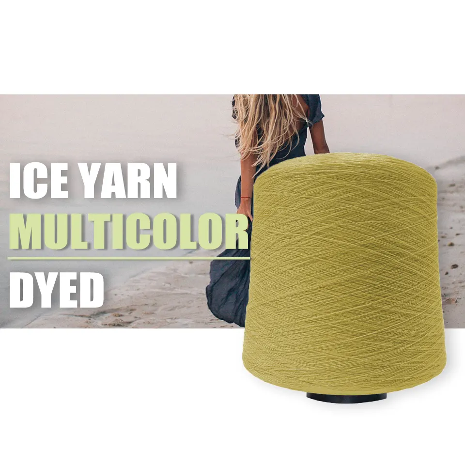 High quality ice yarn 65% viscose 35% nylon 24s/2 ice yarn