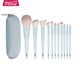MSQ 11 pièces ensemble de pinceaux de maquillage en cheveux synthétiques de haute qualité poignée de forme plate pour fond de teint fard à joues boîte d'application pour le visage - Product Image 5