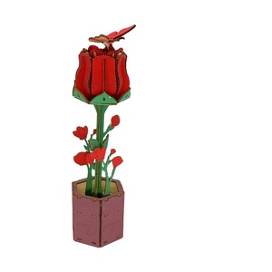 <span class=keywords><strong>Puzzle</strong></span> en bois 3D en forme de fleur, jouet DIY pour adultes - Kit de construction de modèle en <span class=keywords><strong>fleurs</strong></span> avec <50 pièces, décoration statique, cadeau artisanal - Product Image 1